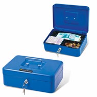 Ящик для денег ценностей, документов, печатей, 90х180х250 мм, ключевой замок, синий, BRAUBERG, 290335 в Пензе